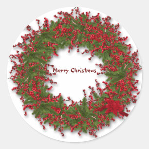 Sticker Rond Holly Wreath