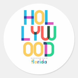 Sticker Rond Hollywood Florida Mid Century, Pop Art,