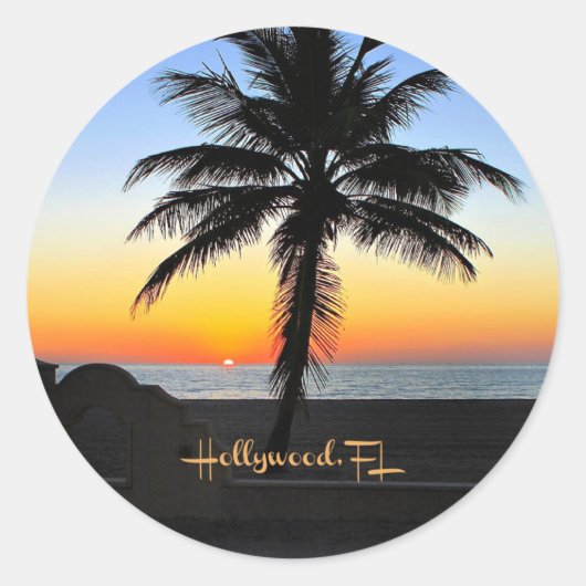Sticker Rond Hollywood, Floride Sunrise (Devant)