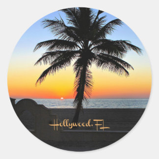 Sticker Rond Hollywood, Floride Sunrise
