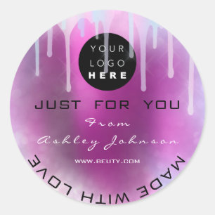 Sticker Rond Holographe du logo de Parties scintillant Remercie