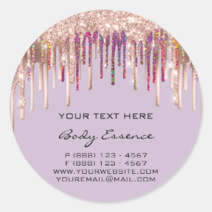 Sticker Rond Holographe maquillage gouttes Rose violet vacances