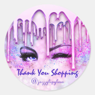 Sticker Rond Holographe Merci Eyelash rose