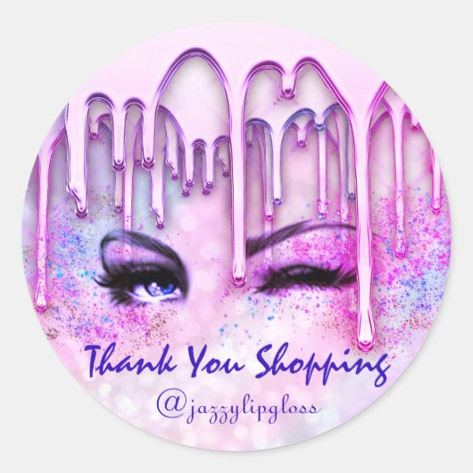 Sticker Rond Holographe Merci Eyelash rose (Devant)