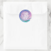 Sticker Rond Holographe Parties scintillant bleu violet Zigzag (Sac)