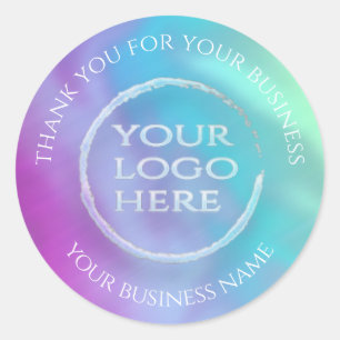 Sticker Rond Holographie arc-en-ciel d'Iridescente votre logo m