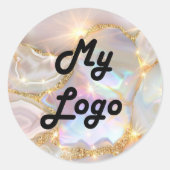 Sticker Rond Holographie d'agate de logo personnalisé (Devant)