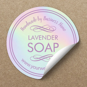 Sticker Rond Holographie de Lavender Pastel faite main