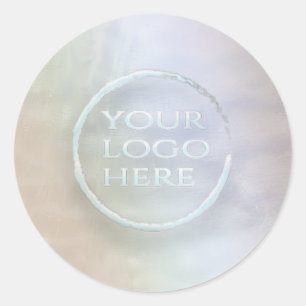 Sticker Rond Holographie de perle iridescente LOGO