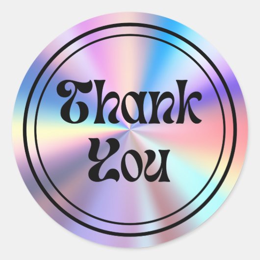 Sticker Rond holographie retro script super merci (Devant)