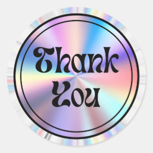 Sticker Rond holographie retro script super merci mignon