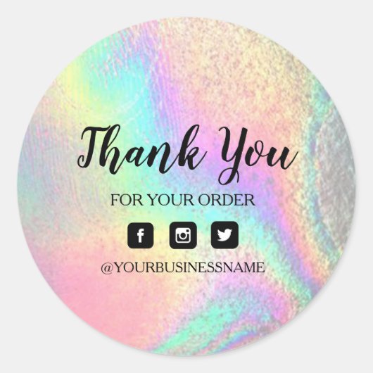 Sticker Rond Holographie Unicorn Sticker. Élégance et harmonie (Devant)