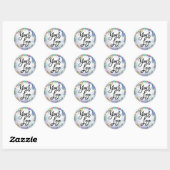 Sticker Rond Holographique arc-en-ciel ajouter votre logo rose (Feuille)