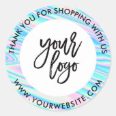 Sticker Rond Holographique arc-en-ciel personnalisé nom logo bl (Devant)