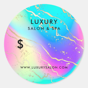 Sticker Rond Holographique Iridescente Opale Gemstone   Tarific
