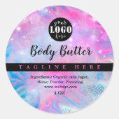 Sticker Rond Holographique licorne arc-en-ciel (Devant)