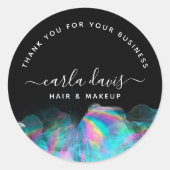 Sticker Rond Holographique Merci d'affaires de l'encre d'alcool (Devant)