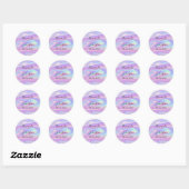 Sticker Rond Holographique Nom simple Date Holographe noir (Feuille)