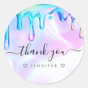 Sticker Rond Holographique polonais gouttes clou Salon Merci