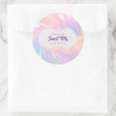 Sticker Rond Holographique Sweet 16 Nom Rose Date Quinceañera (Sac)