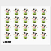 Sticker Rond Holstein cow en gris (Feuille)