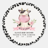 Sticker Rond Holy Cow It's a Girl Cow Baby shower (Devant)