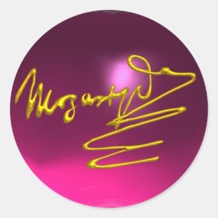 Sticker Rond HOMAGE À MOZART, améthyste violet rose