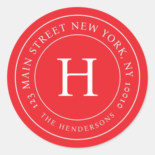 Sticker Rond Home Address Modern Simple Chic Family Monogram (Devant)
