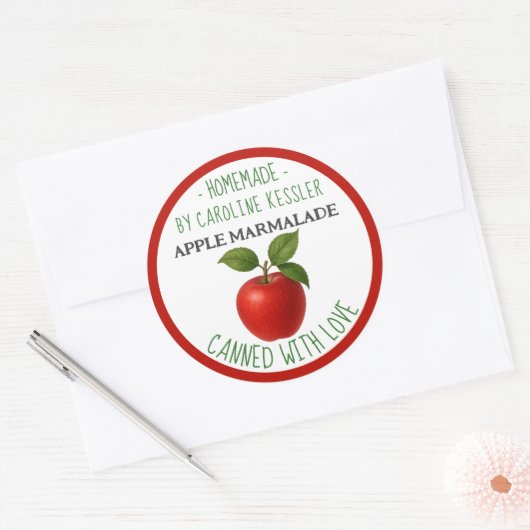 Sticker Rond Home Made Apple Marmalade Canning Label Sheet (Enveloppe)