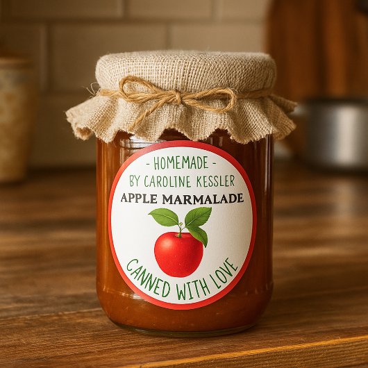 Sticker Rond Home Made Apple Marmalade Canning Label Sheet