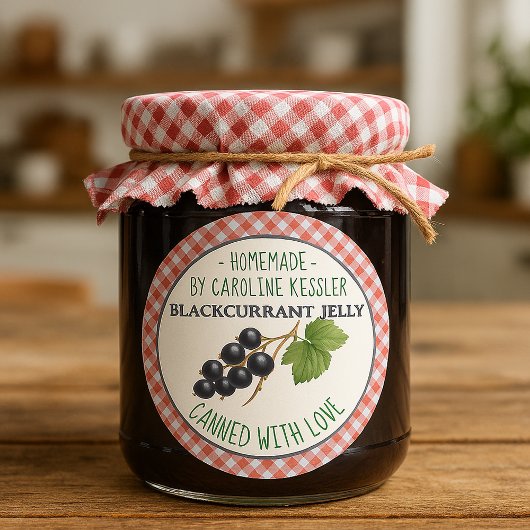 Sticker Rond Home Made Blackcurrant Jelly Canning Label Sheet