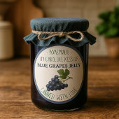 Sticker Rond Home Made Blue Grape Jelly Canning Label Sheet