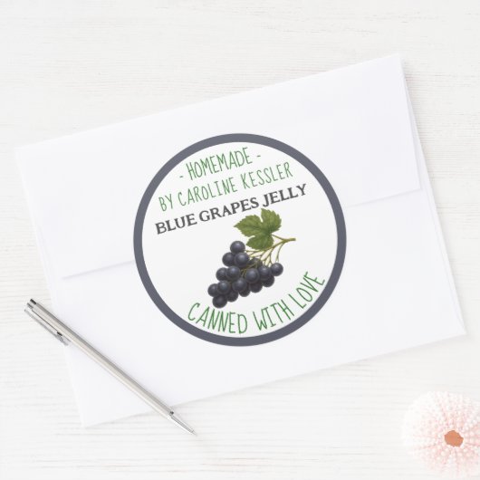 Sticker Rond Home Made Blue Grape Jelly Canning Label Sheet (Enveloppe)