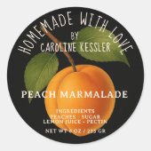 Sticker Rond Home Made Peach Marmalade Canning Label Sheet (Devant)