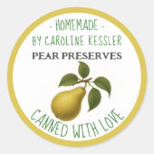 Sticker Rond Home Made Pear Preserves Canning Label Sheet (Devant)
