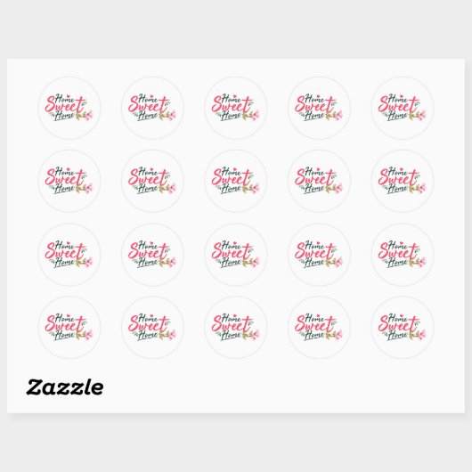 Sticker Rond Home Sweet Home (Feuille)