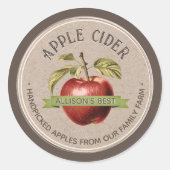 Sticker Rond HOMEMADE APPLE CIDER Grunge Police Kraft et Brown (Devant)