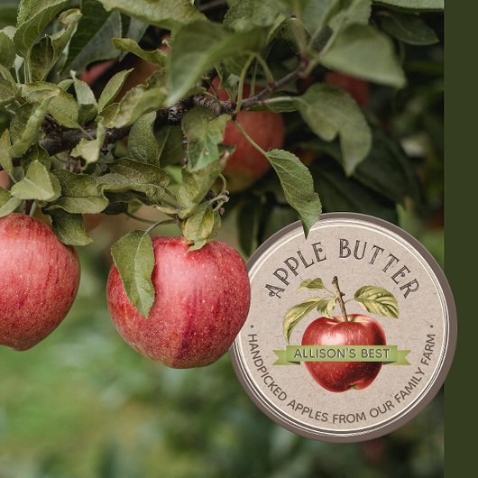 Sticker Rond HOMEMADE APPLE CIDER Grunge Police Kraft et Brown