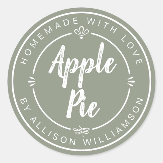 Sticker Rond Homemade Apple Pie Sage Green (Devant)