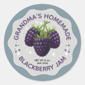 Sticker Rond Homemade Blackberry Jam Canning Jar Labels (Devant)