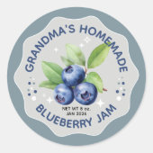Sticker Rond Homemade Blueberry Jam Canning Jar Labels (Devant)