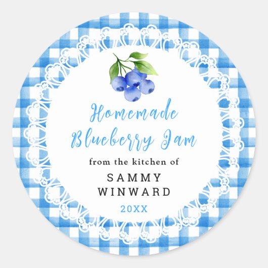 Sticker Rond Homemade Blueberry Jam Label (Devant)