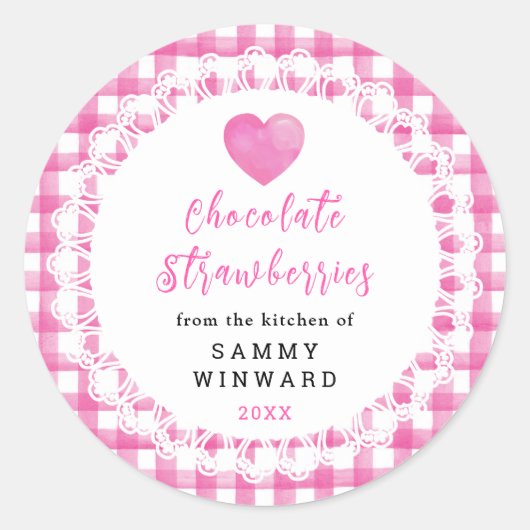 Sticker Rond Homemade Chocolate Strawberries Label (Devant)
