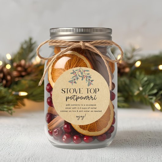 Sticker Rond Homemade Christmas Stovetop Potpourri Holiday Gift