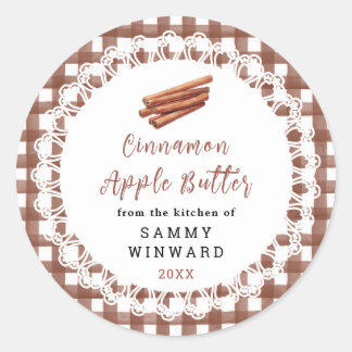 Sticker Rond Homemade Cinnamon Apple Butter Label