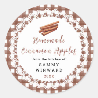 Sticker Rond Homemade Cinnamon Apples Label