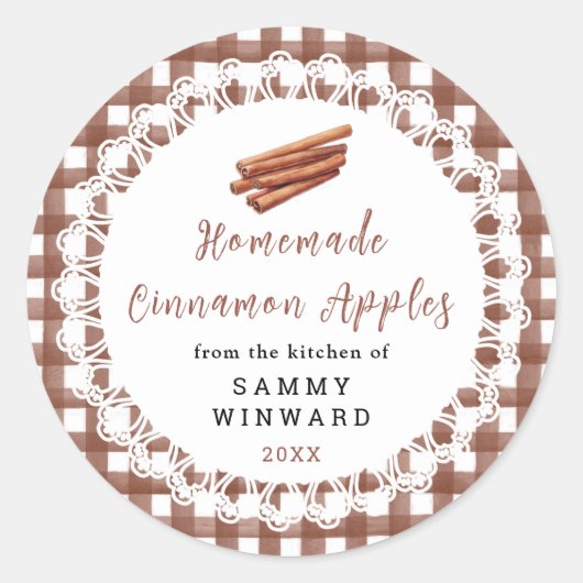 Sticker Rond Homemade Cinnamon Apples Label (Devant)