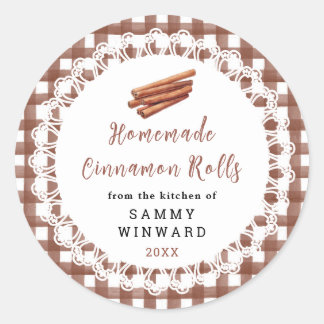 Sticker Rond Homemade Cinnamon Rolls Label