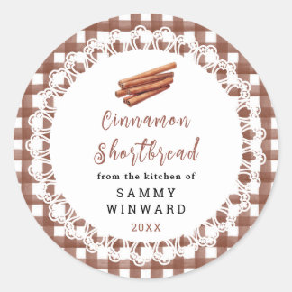 Sticker Rond Homemade Cinnamon Shortbread Label