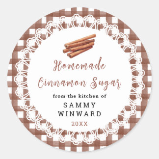 Sticker Rond Homemade Cinnamon Sugar Label